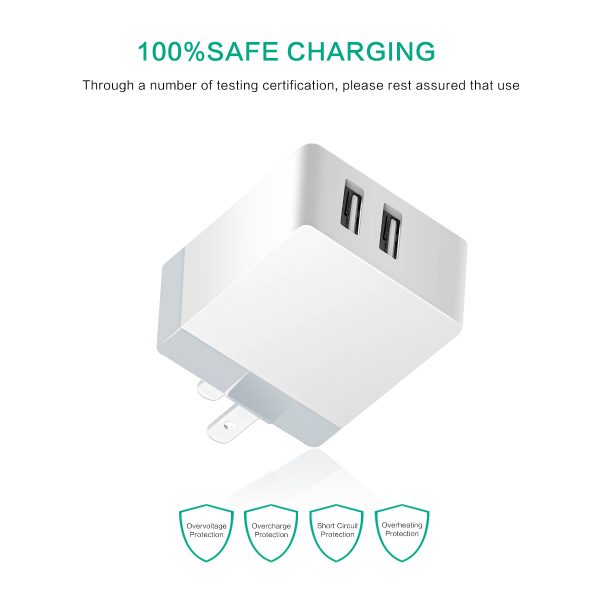 AWELL Durable US plug 2 Port USB 2.4A Travel Charger - Image 4