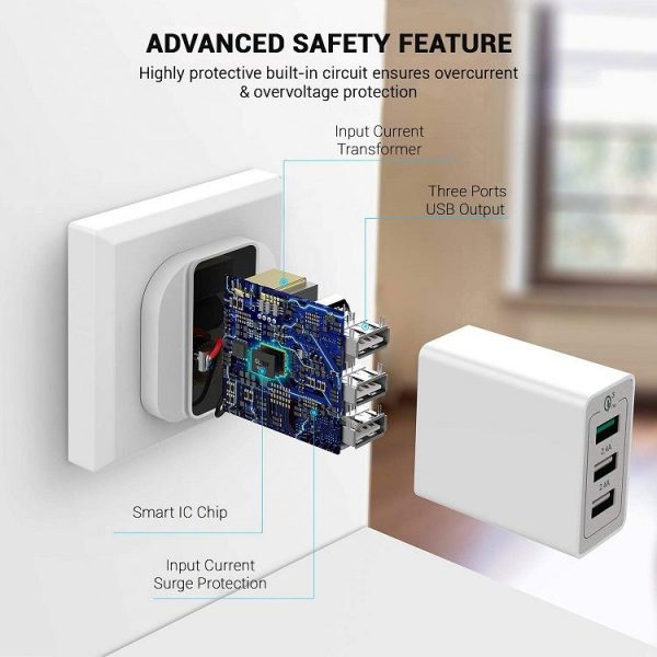 AWELL Qualcomm certified fast usb qc 3.0 wall charger - Image 3
