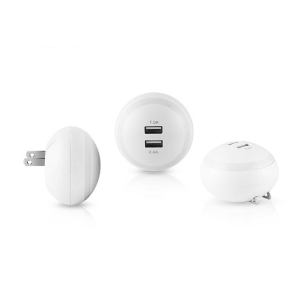 AWELL LED Night Light with Dual Ports USB2.4A Wall Charger - Image 2
