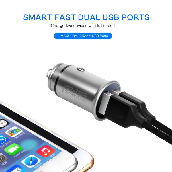 AWELL 4.8A dual port Zinc Alloy qc3.0 car charger - Image 5