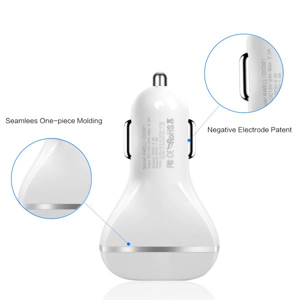 AWELL 3 Ports Quick Charger 2USB+ QC3.0 PD type c car charger - Image 2