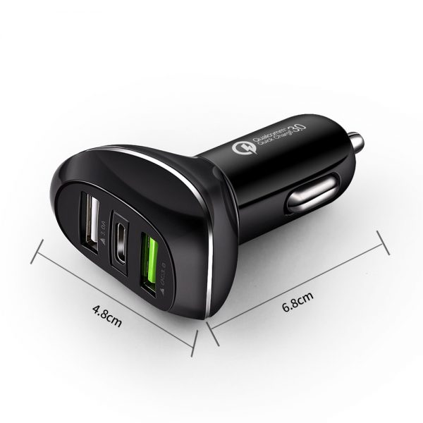 AWELL Dual USB port 5V4.8A+One type c port car charger - Image 2