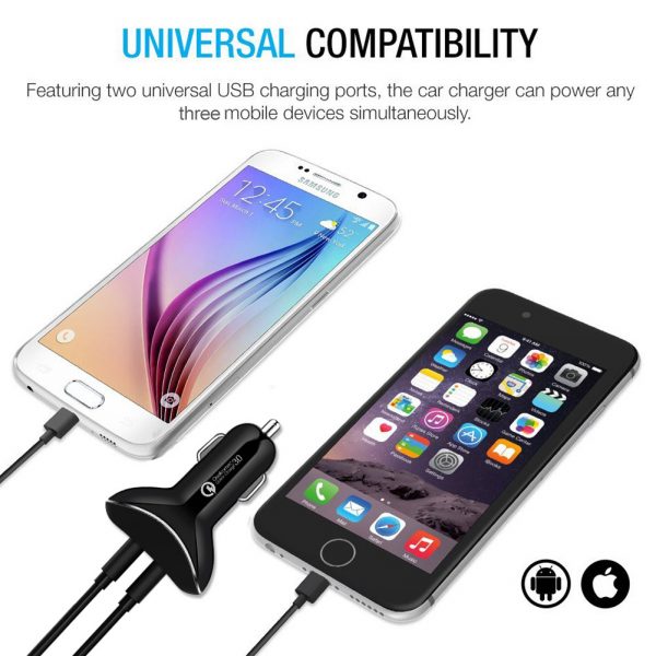 AWELL Dual USB port 5V4.8A+One type c port car charger - Image 4