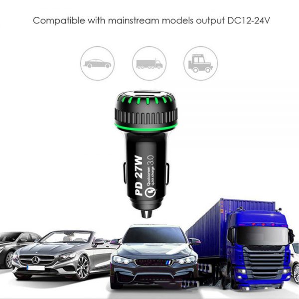AWELL 30W 2-Port Fast PD 3.0 USB C Type C Car Charger Adapter - Image 2