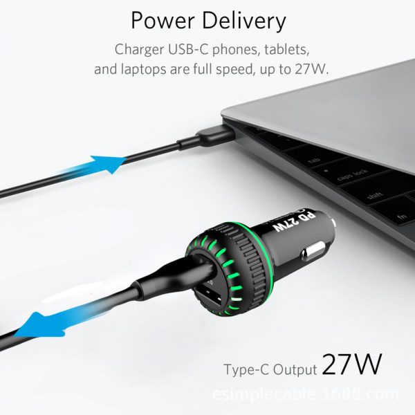 AWELL 30W 2-Port Fast PD 3.0 USB C Type C Car Charger Adapter - Image 4